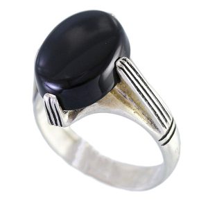 انگشتر نقره مردانه عقیق سیاه مدل هومان _ کد : 100087