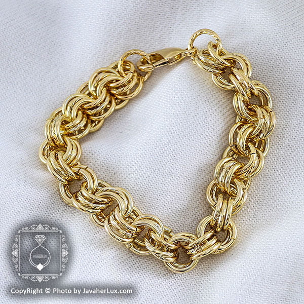دستبند زنانه طلایی مدل سه حلقه _ کد : ۲۰۰۰۰۳