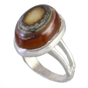 انگشتر نقره مردانه عقیق باباقوری مدل هیربد _ کد : 100092