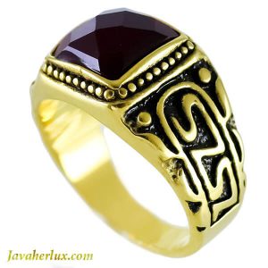 انگشتر مردانه طرح عقیق سیاه مدل داو _ کد : 200098