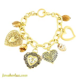 ساعت زنانه دستبندی طرح قلب طلایی _ کد : ۶۰۰۰۳۶