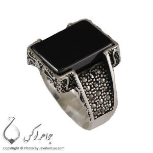 انگشتر نقره مردانه عقیق سیاه مدل پابلو _ کد : 100288