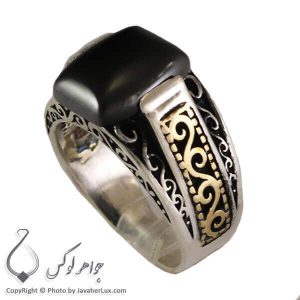 انگشتر نقره مردانه عقیق سیاه مدل لنکا _ کد : 100293