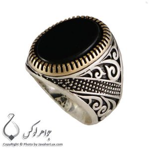 انگشتر نقره مردانه عقیق سیاه مدل تئو _ کد : 100295