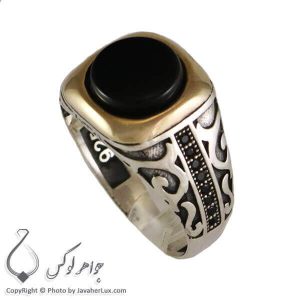 انگشتر نقره مردانه عقیق سیاه مدل لوکان _ کد : 100297