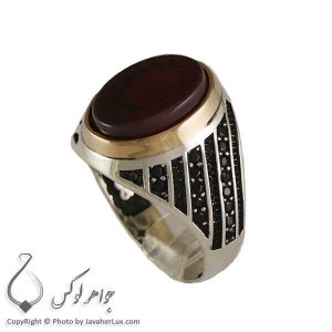 انگشتر نقره مردانه عقیق سیاه آواژ _ کد : 100303