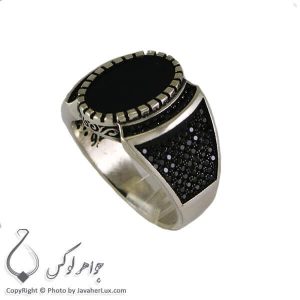 انگشتر نقره مردانه عقیق سیاه مدل چنگیز _ کد : 100311