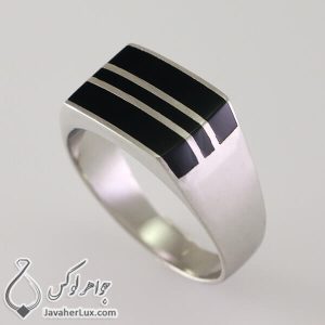 انگشتر نقره مردانه عقیق سیاه مدل زین _ کد : 100335