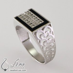 انگشتر نقره مردانه عقیق سیاه مدل دواین _ کد : 100336