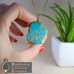 turquoise-stone-necklace-code-400158- - جواهر لوکس - javaherlux.com گردنبند فیروزه آفریقایی