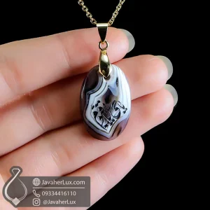 agate-stone-necklace-engraved-code-400239 - javaherlux.com - گردنبند سنگ عقیق- جواهر لوکس