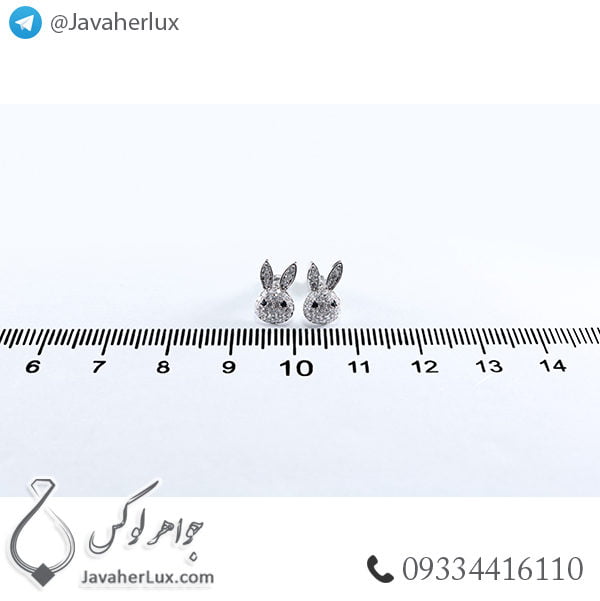 گوشواره زنانه طرح خرگوش جواهر نشان _ کد : 200280