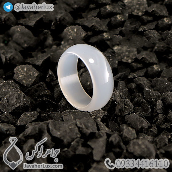 حلقه سنگ عقیق سفید مدل چکاد _ کد : 400358