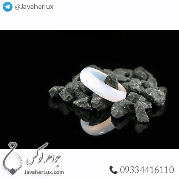 حلقه سنگ عقیق سفید مدل حبان _ کد : 400366