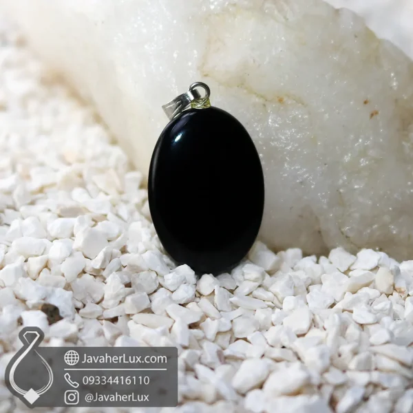 black-agate-stone-necklace-code-400372 - گردنبند سنگ عقیق سیاه اونیکس - جواهرلوکس - javaherlux.com