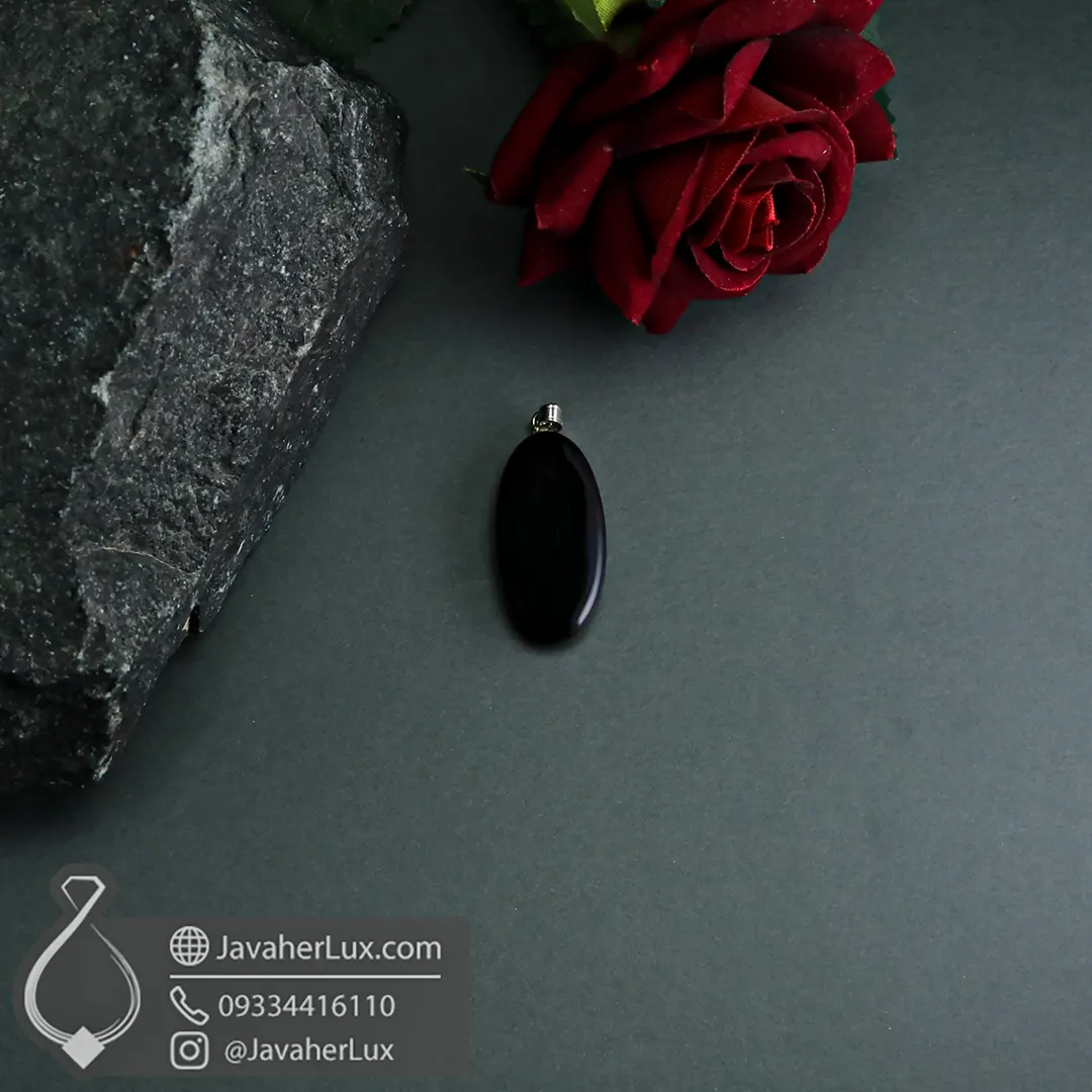 گردنبند سنگ عقیق سیاه زیبا و بی‌نظیر مدل داران _ کد : 400376-جواهر لوکس-javaherlux.com