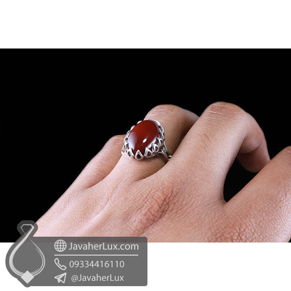 انگشتر نقره مردانه عقیق قرمز مدل رمیار _ کد : 100516