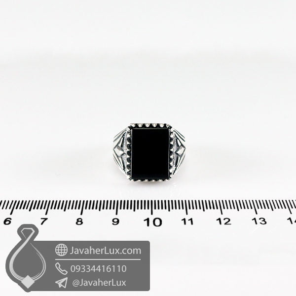 انگشتر نقره مردانه عقیق سیاه مدل سامیا _ کد : 100571