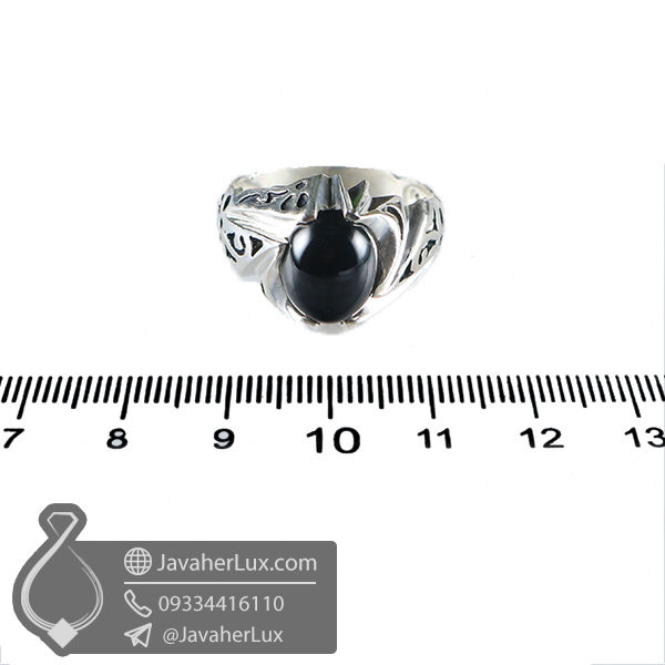 انگشتر نقره مردانه عقیق سیاه مدل ژافه _ کد : 100562