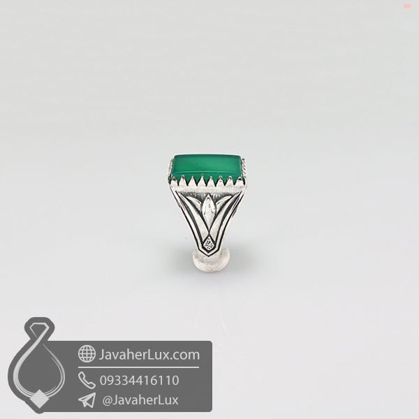 انگشتر نقره مردانه عقیق سبز _ کد : 100576
