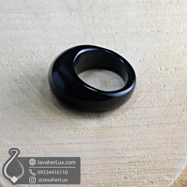 black-agate-gemstone-ring-code-400569 -انگشتر تمام سنگ عقیق سیاه - جواهر لوکس - javaherlux.com