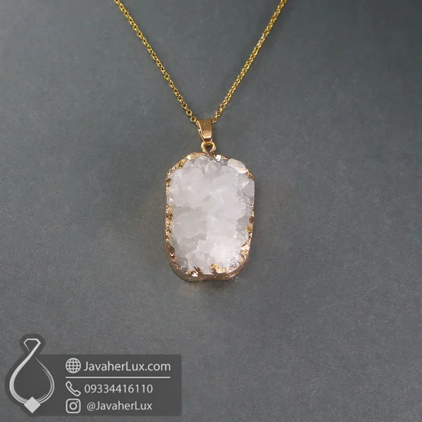 quartz-geode-necklace-code-400580 - گردنبند ژئود کوارتز- جواهر لوکس - javaherlux.com