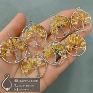 گردنبند سنگ سیترین درخت زندگی کوچک _ کد : 400628