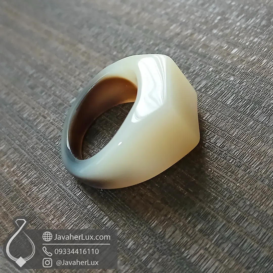 انگشتر سنگ عقیق سفید _ کد : 400678