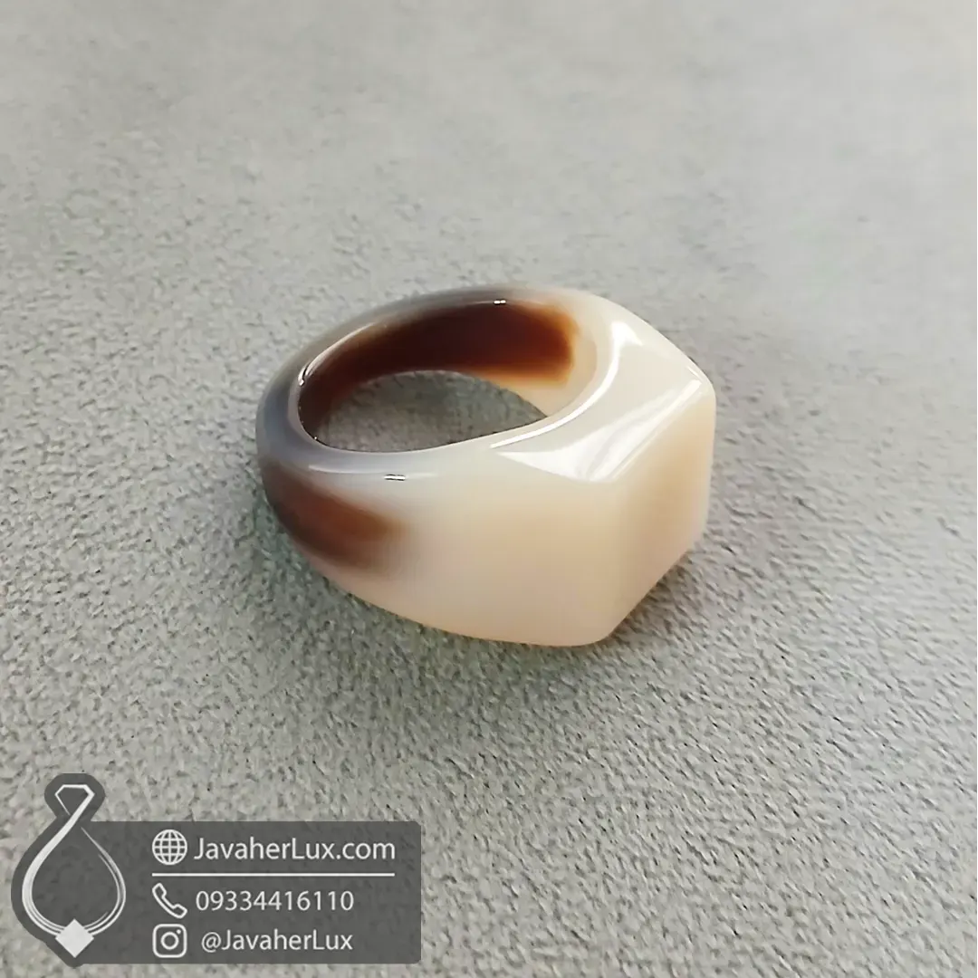 انگشتر تمام سنگ عقیق سفید جواهر لوکس _ کد : 400678