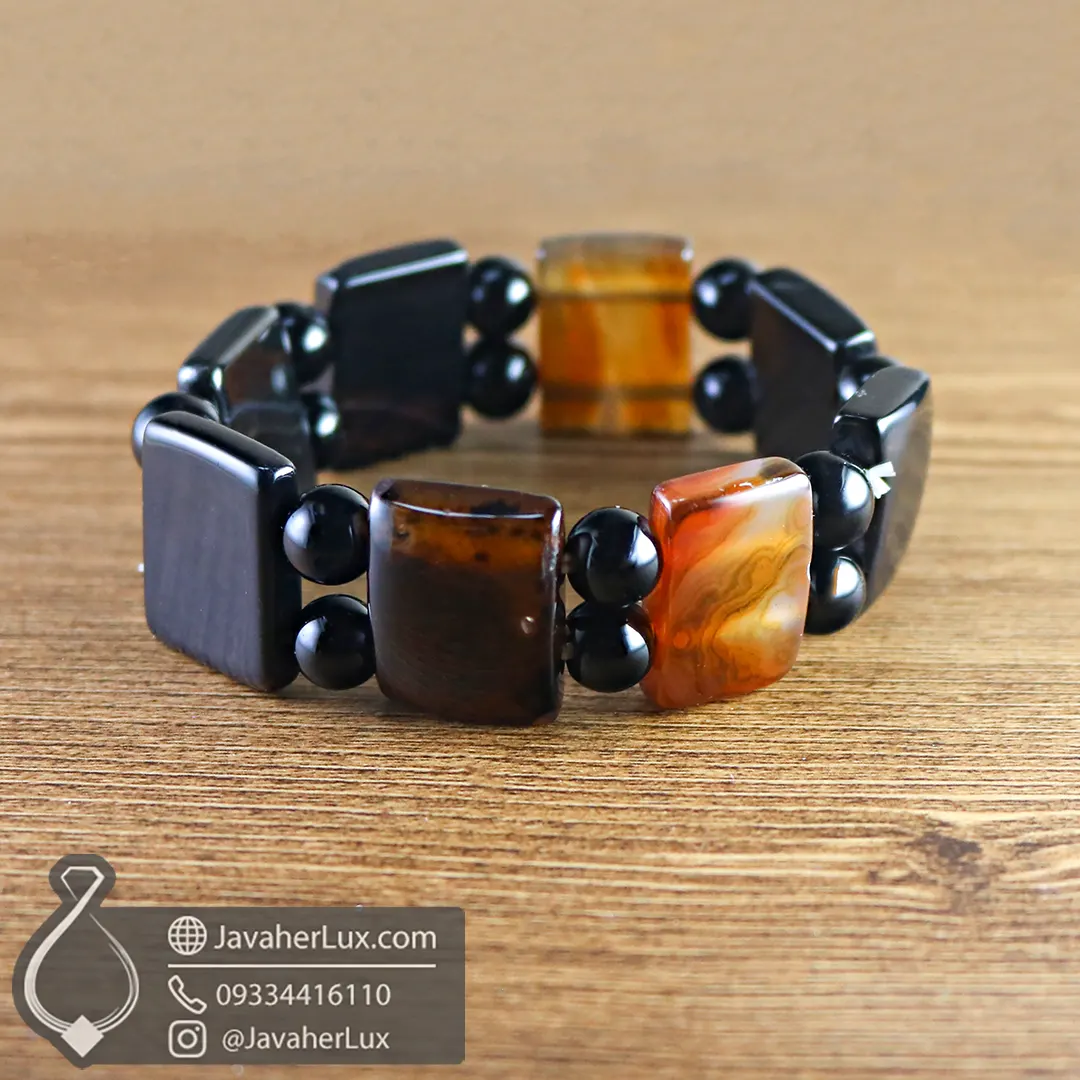 botswana-agate-stone-bracelet-400697-دستبند سنگی عقیق سیاه جواهر لوکس-javaherlux.com