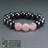 hematit-stones-and-rose-quartz-bracelet-code-400691 - دستبند رز کوارتز و حدید - جواهر لوکس - javaherlux.com