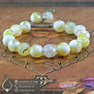 yellow-agate-stone-bracelet-code-400690 - دستبند عقیق زرد برفی - جواهر لوکس - javaherlux.com