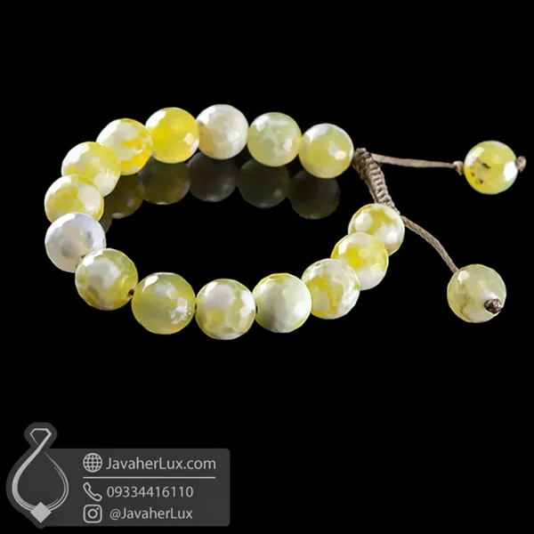 yellow-agate-stone-bracelet-code-400690 - دستبند عقیق زرد برفی - جواهر لوکس - javaherlux.com