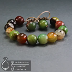 moss-agate-bracelet-code-400706 - دستبند عقیق سبز خزه ای - جواهر لوکس - javaherlux.com