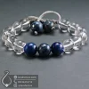 crystal-quartz-lapis-lazuli-stone-bracelet-code-400716 - دستبند بافت سنگ کریستال کوارتز و لاجورد - جواهر لوکس - javaherlux.com