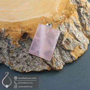 rose-quartz-stone-necklace-400730-javaherlux.com-گردنبند سنگ رز کوارتز اصل و طبیعی تراش مستطیل جواهرلوکس