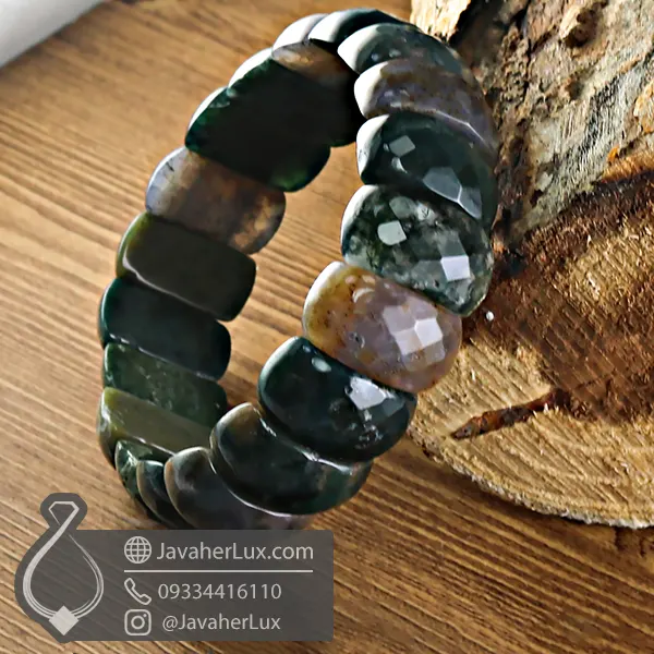 moss-agate-bracelet-code-400790-دستبند عقیق خزه ای تراش جواهری جواهر لوکس-javaherluxx.com