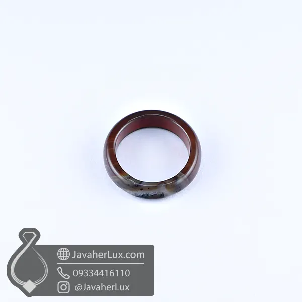 حلقه سنگی عقیق قهوه ای مدل کسرا _ کد : 400832