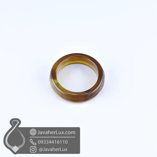 حلقه سنگی عقیق عسلی تراش مدل کندو _ کد : 400831