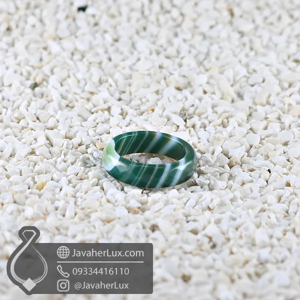 حلقه سنگی عقیق سبز سلیمانی مدل چالون _ کد : 400834