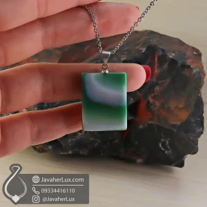 green-soleymani-agate-pendants-medal-400911 - گردنبند عقیق سبز سلیمانی اصل - جواهر لوکس - javaherlux.com