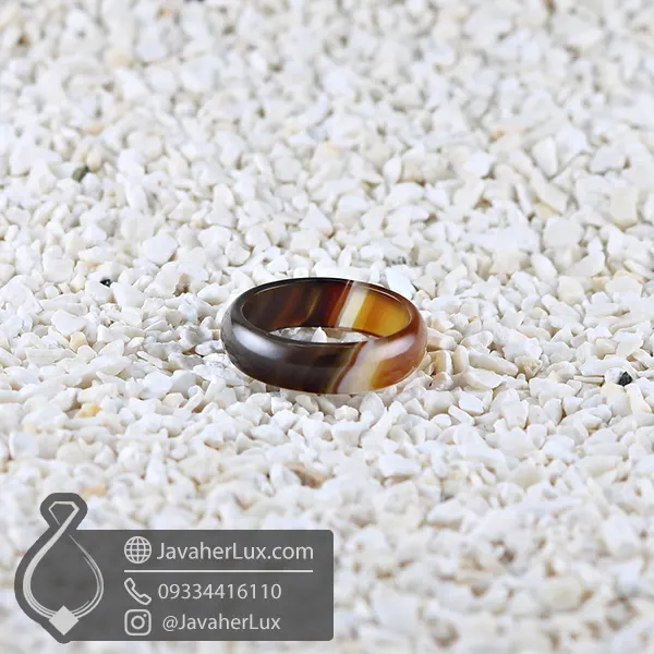 حلقه سنگی عقیق قهوه ای بوتسوانا کاراکال _ کد : 400836