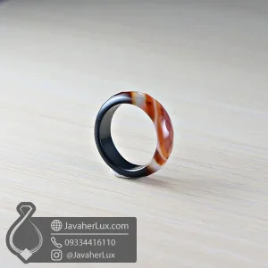 حلقه سنگی عقیق قرمز مشکی بوتسوانا تراش دار _ کد : 400837