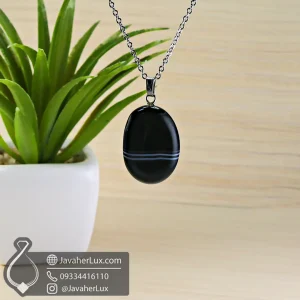 black-agate-rectangular-cut-necklaces-pendants-400909 - گردنبند سنگ عقیق مشکی اونیکس - جواهر لوکس - javaherlux.com