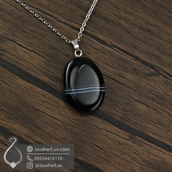 black-agate-rectangular-cut-necklaces-pendants-400909 - گردنبند سنگ عقیق مشکی اونیکس - جواهر لوکس - javaherlux.com