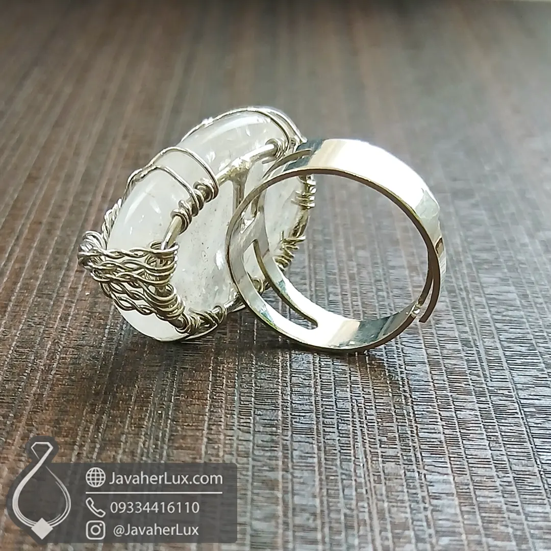 انگشتر کریستال کوارتز طبیعی راف تراش نخورده مدل آسمان - 400924 - جواهرلوکس