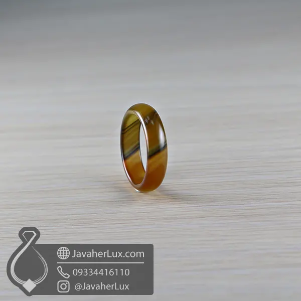 حلقه سنگی عقیق زرد سلیمانی مدل سیاه گوک _ کد : 400847