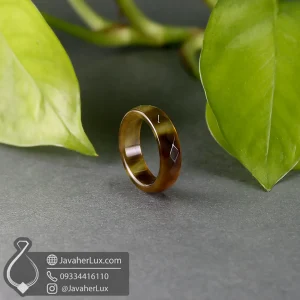 brown-agate-gemstone-ring-400922-javaherlux.com-حلقه سنگی عقیق قهوه‌ای مدل بزمان جواهرلوکس