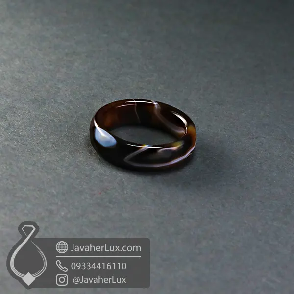 حلقه سنگی عقیق سلیمانی مدل باشوان _ کد : 400935