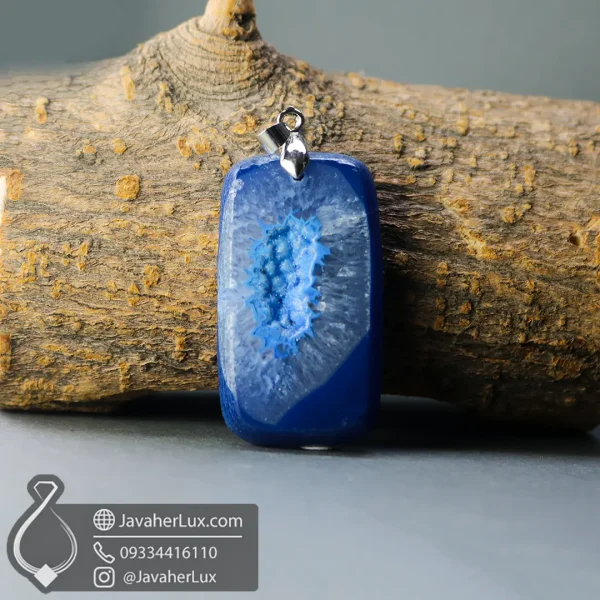 blue-agate-geode-necklace-400946 - گردنبند عقیق ژئود آبی سنگ طبیعی درشت و زیبای - جواهر لوکس - javaherlux.com
